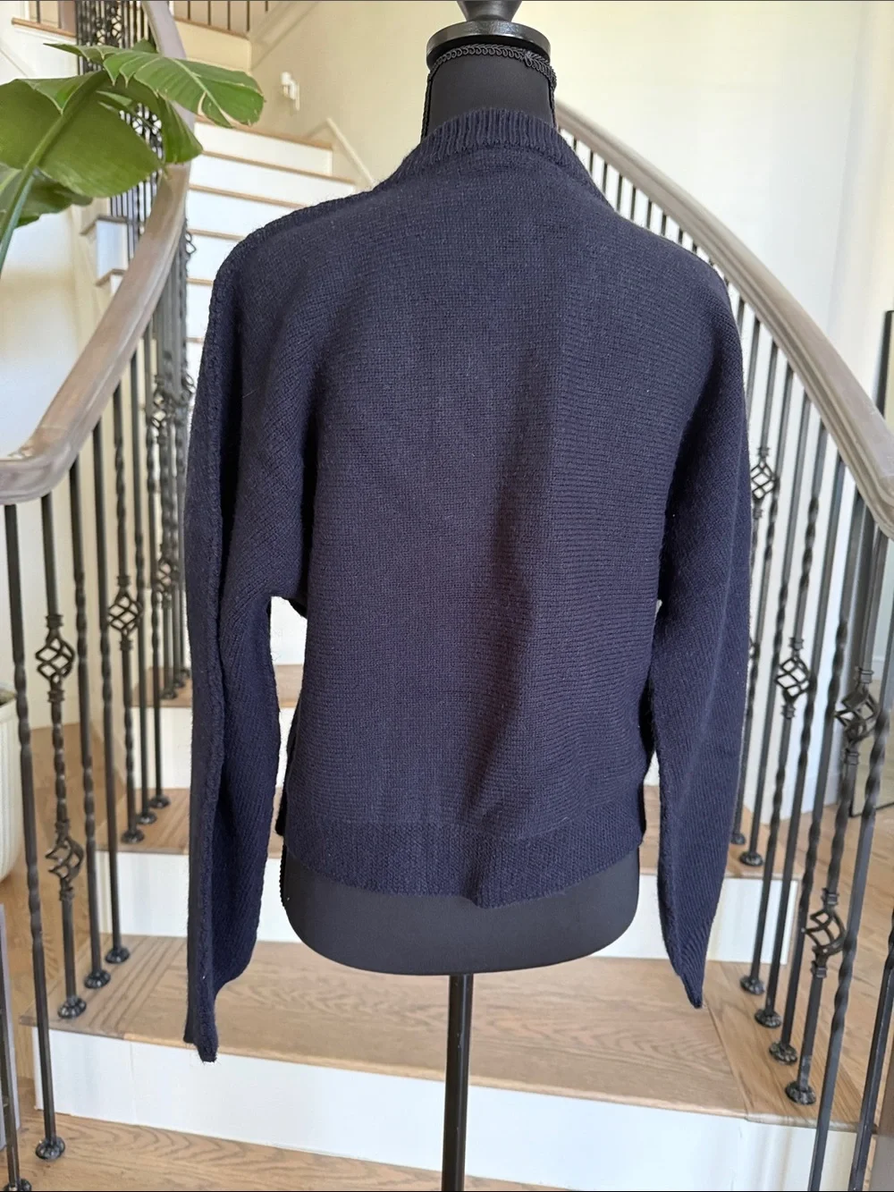 MNG Women's Navy Button-Up Knit Jacket (M)
